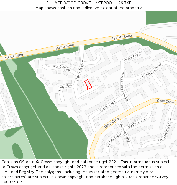 1, HAZELWOOD GROVE, LIVERPOOL, L26 7XF: Location map and indicative extent of plot