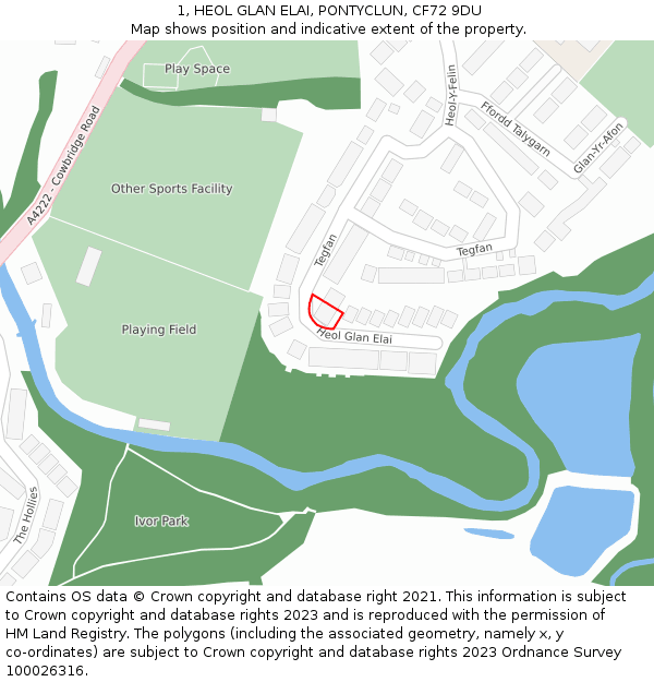 1, HEOL GLAN ELAI, PONTYCLUN, CF72 9DU: Location map and indicative extent of plot
