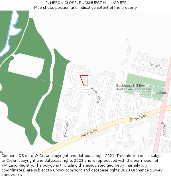 1, HERON CLOSE, BUCKHURST HILL, IG9 5TP: Location map and indicative extent of plot