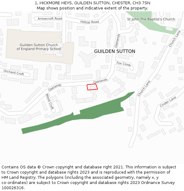 1, HICKMORE HEYS, GUILDEN SUTTON, CHESTER, CH3 7SN: Location map and indicative extent of plot