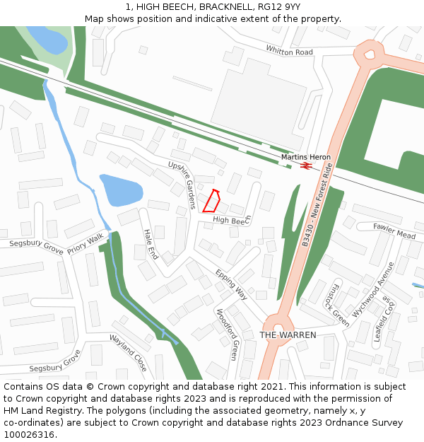 1, HIGH BEECH, BRACKNELL, RG12 9YY: Location map and indicative extent of plot