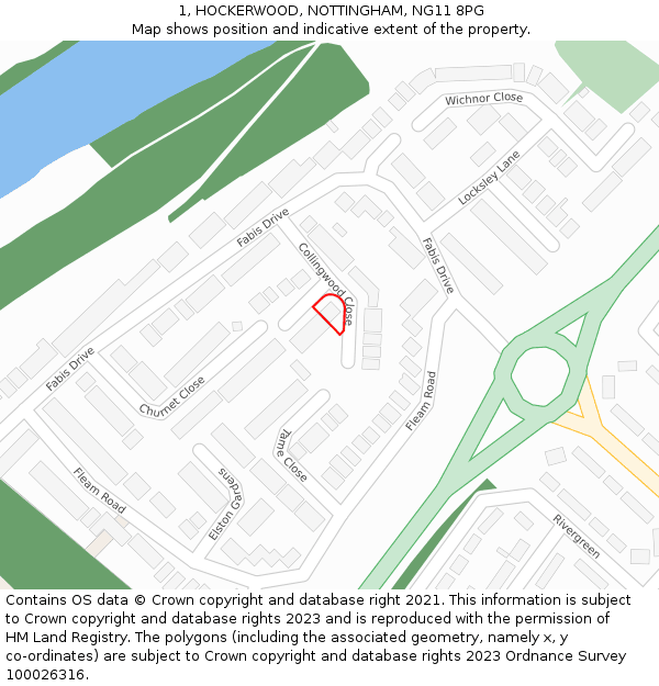 1, HOCKERWOOD, NOTTINGHAM, NG11 8PG: Location map and indicative extent of plot