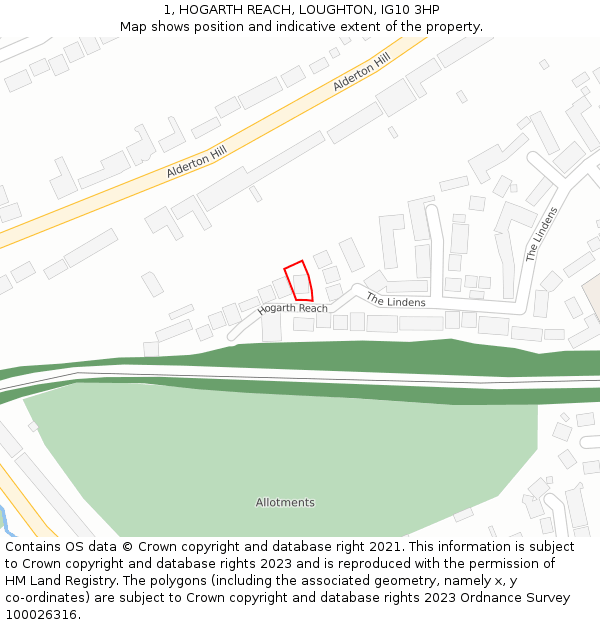 1, HOGARTH REACH, LOUGHTON, IG10 3HP: Location map and indicative extent of plot