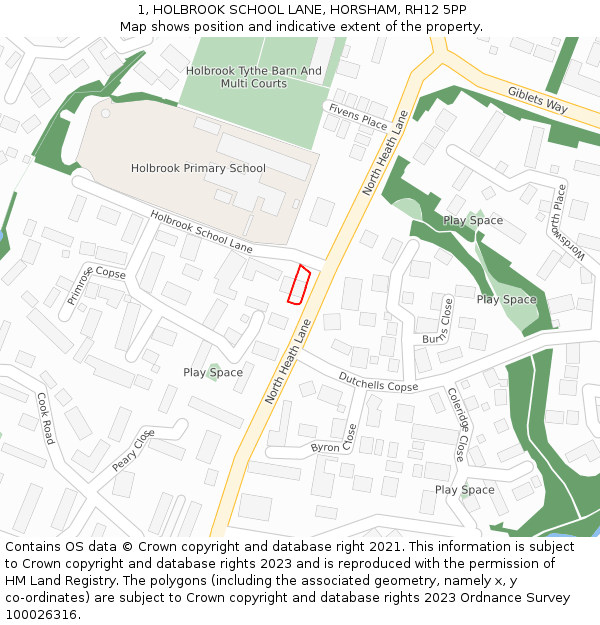 1, HOLBROOK SCHOOL LANE, HORSHAM, RH12 5PP: Location map and indicative extent of plot