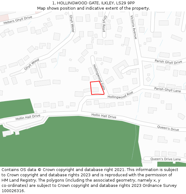 1, HOLLINGWOOD GATE, ILKLEY, LS29 9PP: Location map and indicative extent of plot