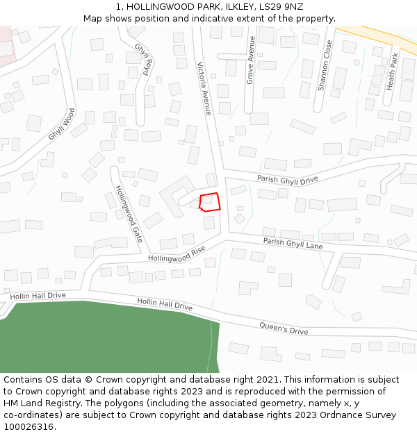 1, HOLLINGWOOD PARK, ILKLEY, LS29 9NZ: Location map and indicative extent of plot