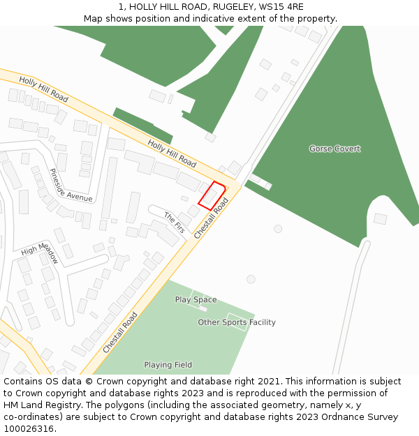 1, HOLLY HILL ROAD, RUGELEY, WS15 4RE: Location map and indicative extent of plot