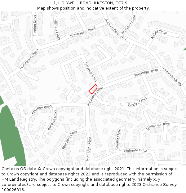 1, HOLYWELL ROAD, ILKESTON, DE7 9HH: Location map and indicative extent of plot