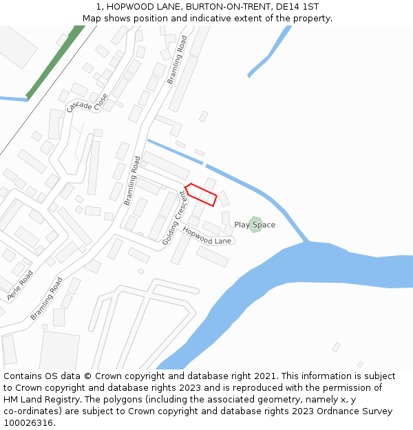 1, HOPWOOD LANE, BURTON-ON-TRENT, DE14 1ST: Location map and indicative extent of plot