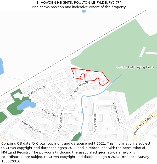 1, HOWDEN HEIGHTS, POULTON-LE-FYLDE, FY6 7FP: Location map and indicative extent of plot