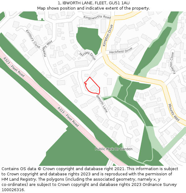 1, IBWORTH LANE, FLEET, GU51 1AU: Location map and indicative extent of plot