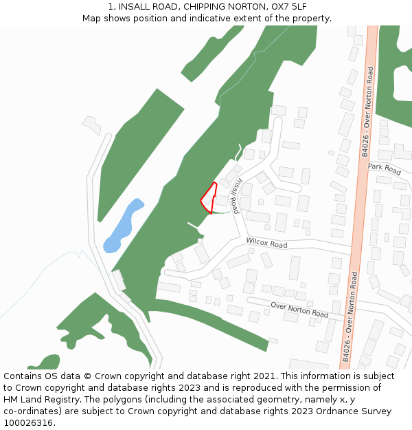 1, INSALL ROAD, CHIPPING NORTON, OX7 5LF: Location map and indicative extent of plot