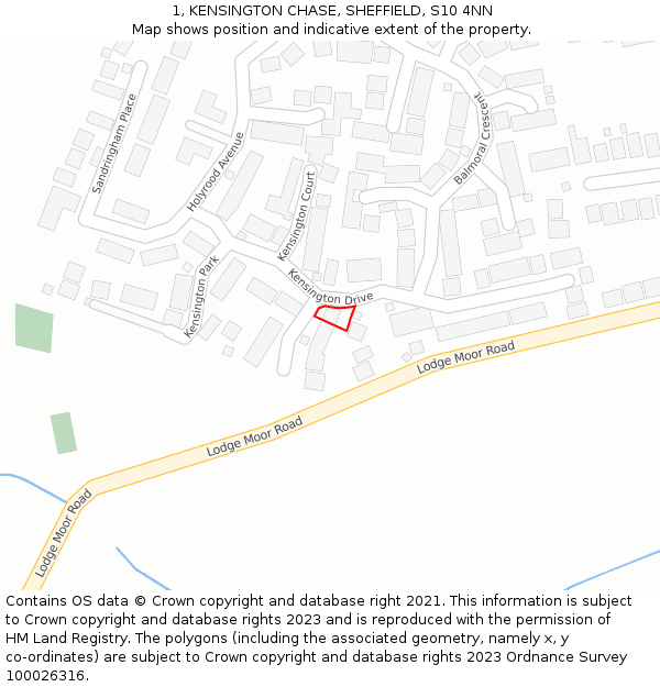 1, KENSINGTON CHASE, SHEFFIELD, S10 4NN: Location map and indicative extent of plot