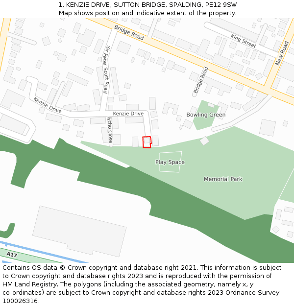 1, KENZIE DRIVE, SUTTON BRIDGE, SPALDING, PE12 9SW: Location map and indicative extent of plot