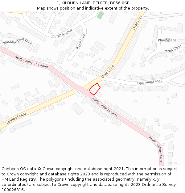 1, KILBURN LANE, BELPER, DE56 0SF: Location map and indicative extent of plot