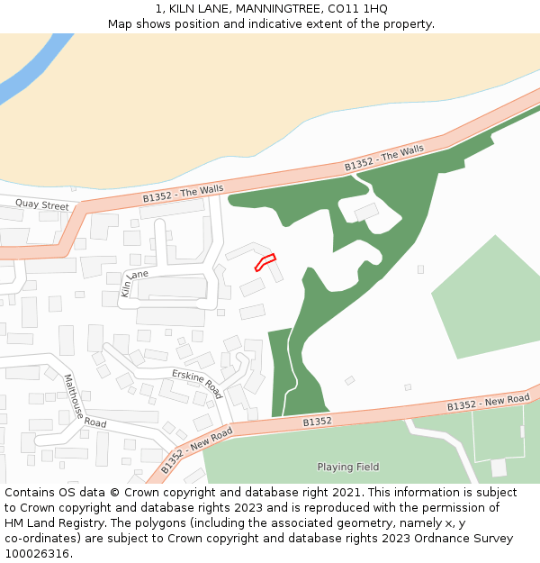 1, KILN LANE, MANNINGTREE, CO11 1HQ: Location map and indicative extent of plot