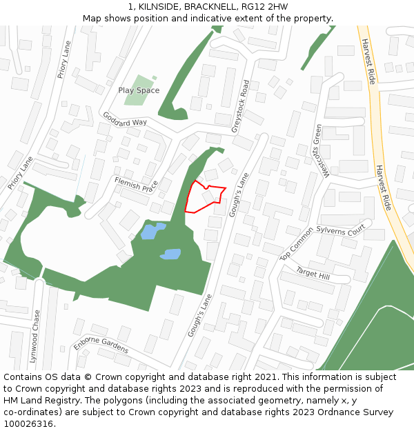 1, KILNSIDE, BRACKNELL, RG12 2HW: Location map and indicative extent of plot