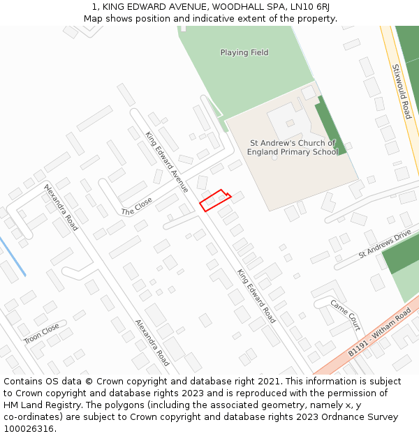 1, KING EDWARD AVENUE, WOODHALL SPA, LN10 6RJ: Location map and indicative extent of plot