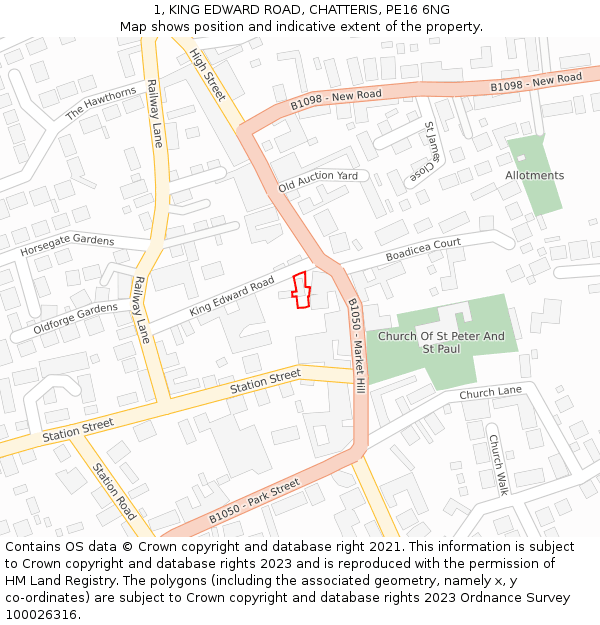 1, KING EDWARD ROAD, CHATTERIS, PE16 6NG: Location map and indicative extent of plot