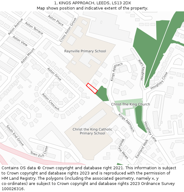 1, KINGS APPROACH, LEEDS, LS13 2DX: Location map and indicative extent of plot