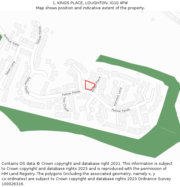 1, KINGS PLACE, LOUGHTON, IG10 4PW: Location map and indicative extent of plot