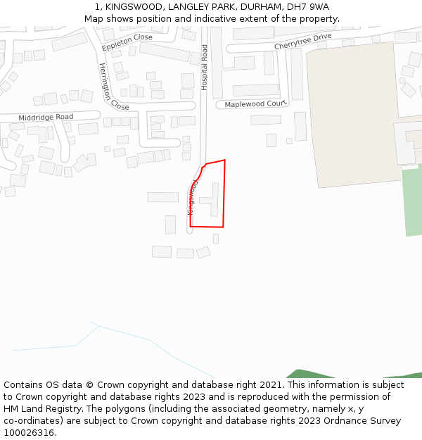 1, KINGSWOOD, LANGLEY PARK, DURHAM, DH7 9WA: Location map and indicative extent of plot