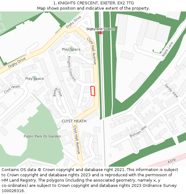 1, KNIGHTS CRESCENT, EXETER, EX2 7TG: Location map and indicative extent of plot