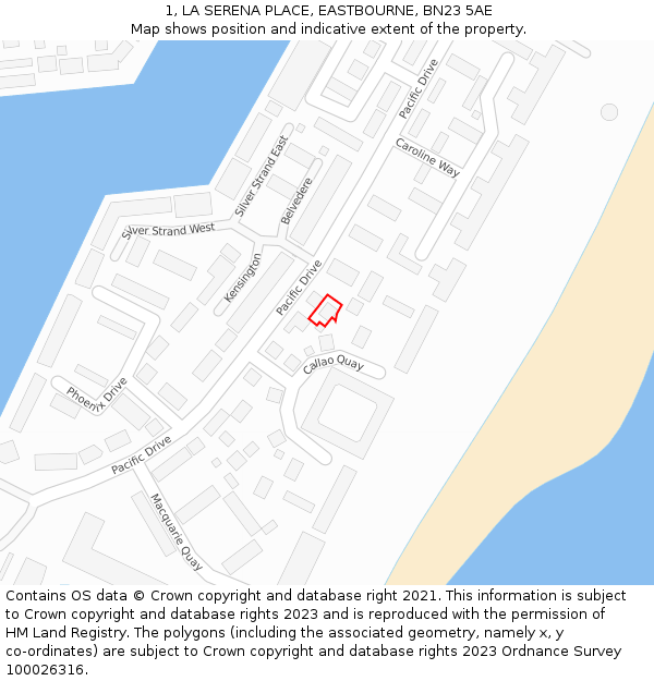 1, LA SERENA PLACE, EASTBOURNE, BN23 5AE: Location map and indicative extent of plot