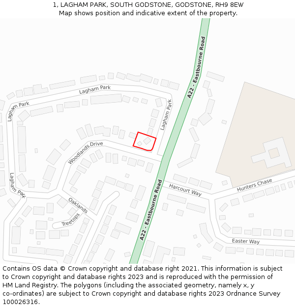1, LAGHAM PARK, SOUTH GODSTONE, GODSTONE, RH9 8EW: Location map and indicative extent of plot