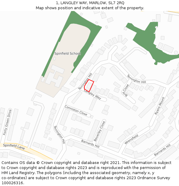 1, LANGLEY WAY, MARLOW, SL7 2RQ: Location map and indicative extent of plot