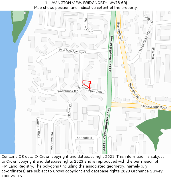 1, LAVINGTON VIEW, BRIDGNORTH, WV15 6BJ: Location map and indicative extent of plot