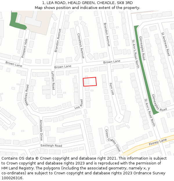 1, LEA ROAD, HEALD GREEN, CHEADLE, SK8 3RD: Location map and indicative extent of plot