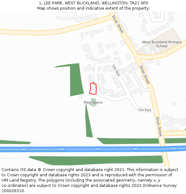 1, LEE PARK, WEST BUCKLAND, WELLINGTON, TA21 9PX: Location map and indicative extent of plot