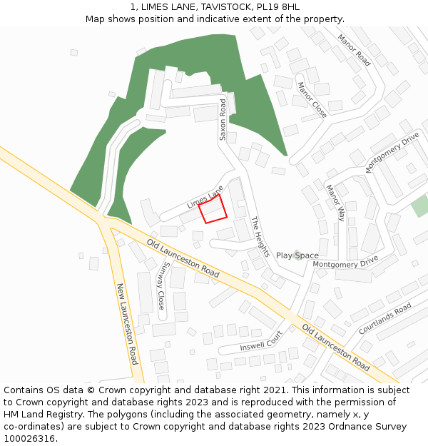 1, LIMES LANE, TAVISTOCK, PL19 8HL: Location map and indicative extent of plot