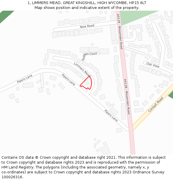 1, LIMMERS MEAD, GREAT KINGSHILL, HIGH WYCOMBE, HP15 6LT: Location map and indicative extent of plot