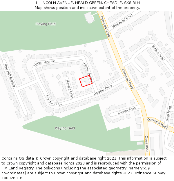 1, LINCOLN AVENUE, HEALD GREEN, CHEADLE, SK8 3LH: Location map and indicative extent of plot