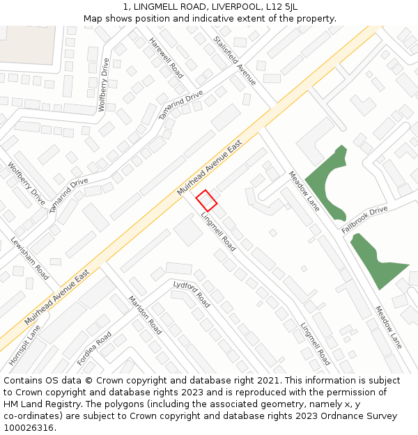 1, LINGMELL ROAD, LIVERPOOL, L12 5JL: Location map and indicative extent of plot