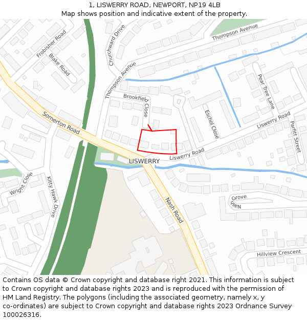 1, LISWERRY ROAD, NEWPORT, NP19 4LB: Location map and indicative extent of plot