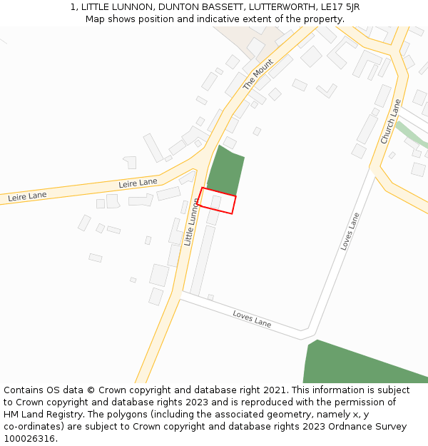 1, LITTLE LUNNON, DUNTON BASSETT, LUTTERWORTH, LE17 5JR: Location map and indicative extent of plot