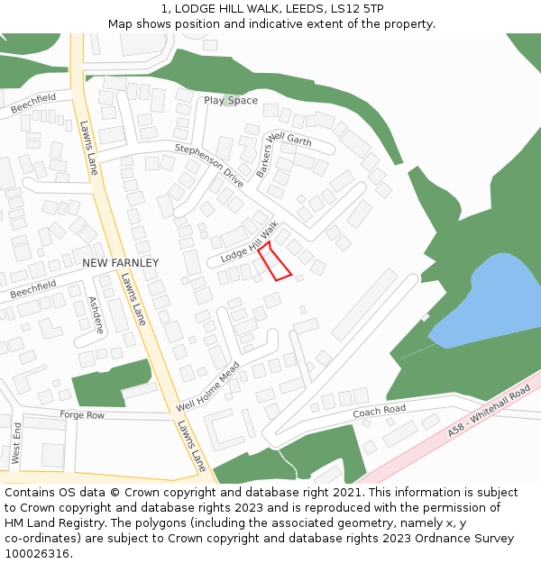 1, LODGE HILL WALK, LEEDS, LS12 5TP: Location map and indicative extent of plot