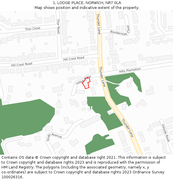 1, LODGE PLACE, NORWICH, NR7 0LA: Location map and indicative extent of plot