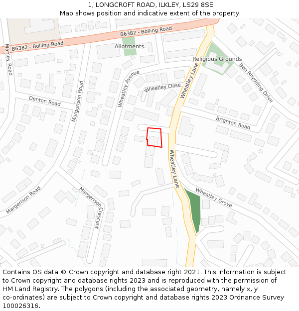 1, LONGCROFT ROAD, ILKLEY, LS29 8SE: Location map and indicative extent of plot