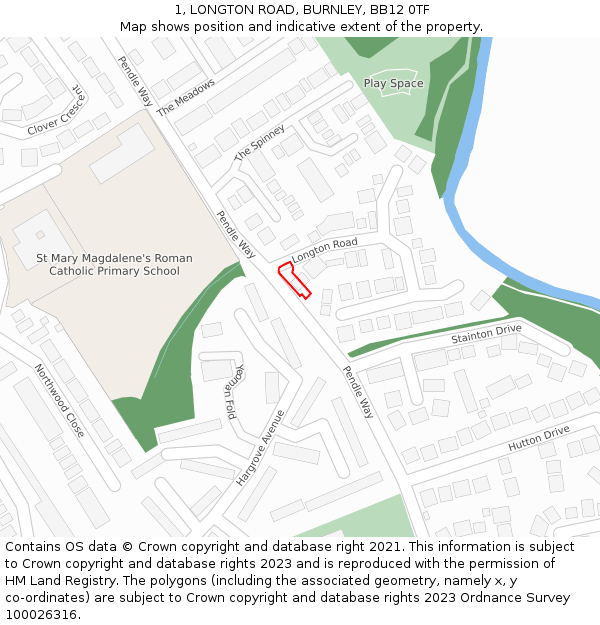 1, LONGTON ROAD, BURNLEY, BB12 0TF: Location map and indicative extent of plot
