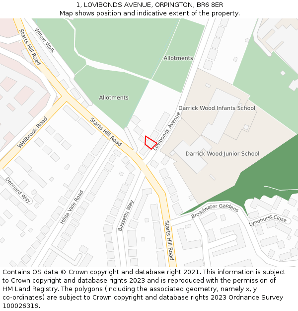 1, LOVIBONDS AVENUE, ORPINGTON, BR6 8ER: Location map and indicative extent of plot