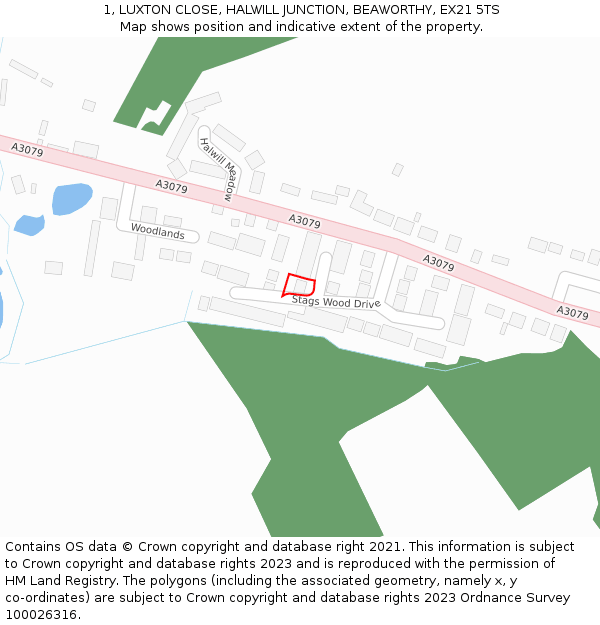 1, LUXTON CLOSE, HALWILL JUNCTION, BEAWORTHY, EX21 5TS: Location map and indicative extent of plot