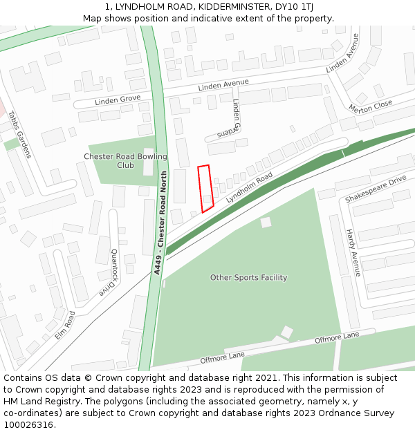 1, LYNDHOLM ROAD, KIDDERMINSTER, DY10 1TJ: Location map and indicative extent of plot