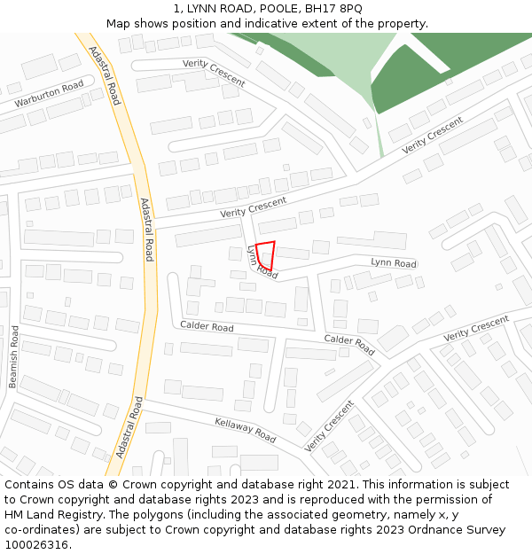 1, LYNN ROAD, POOLE, BH17 8PQ: Location map and indicative extent of plot