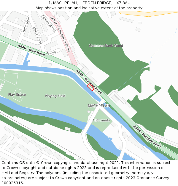 1, MACHPELAH, HEBDEN BRIDGE, HX7 8AU: Location map and indicative extent of plot