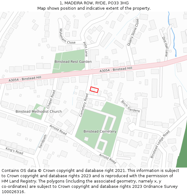 1, MADEIRA ROW, RYDE, PO33 3HG: Location map and indicative extent of plot