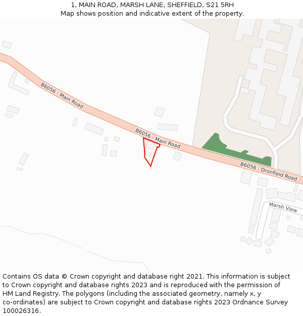 1, MAIN ROAD, MARSH LANE, SHEFFIELD, S21 5RH: Location map and indicative extent of plot